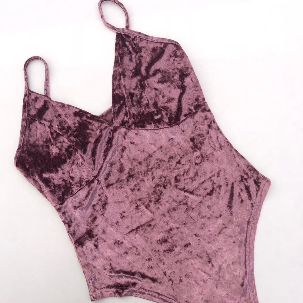 Brand New Pink Velvet Bodysuit